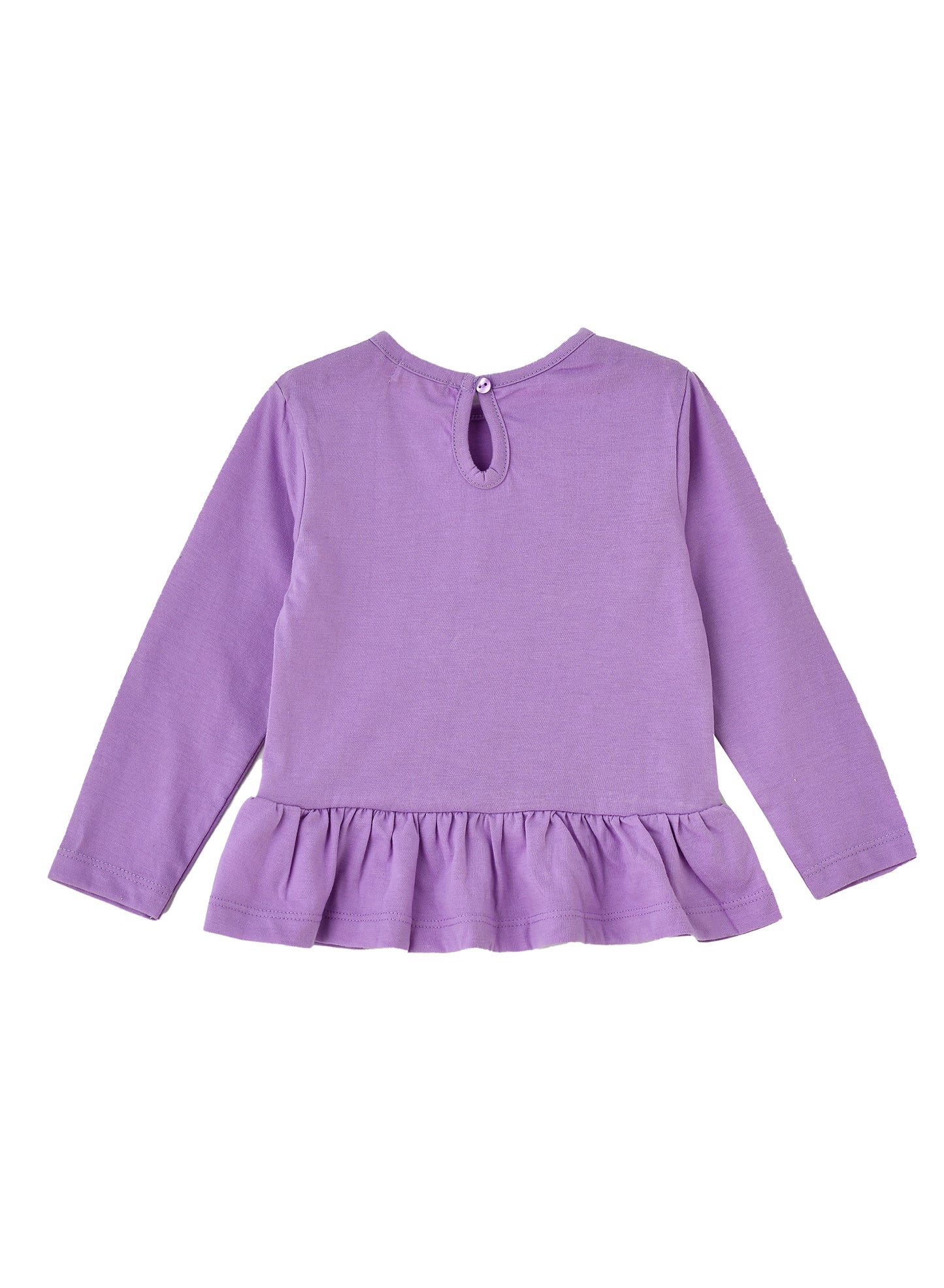 Jelliene Girls Long Sleeve Top Floral Embroidery - Purple