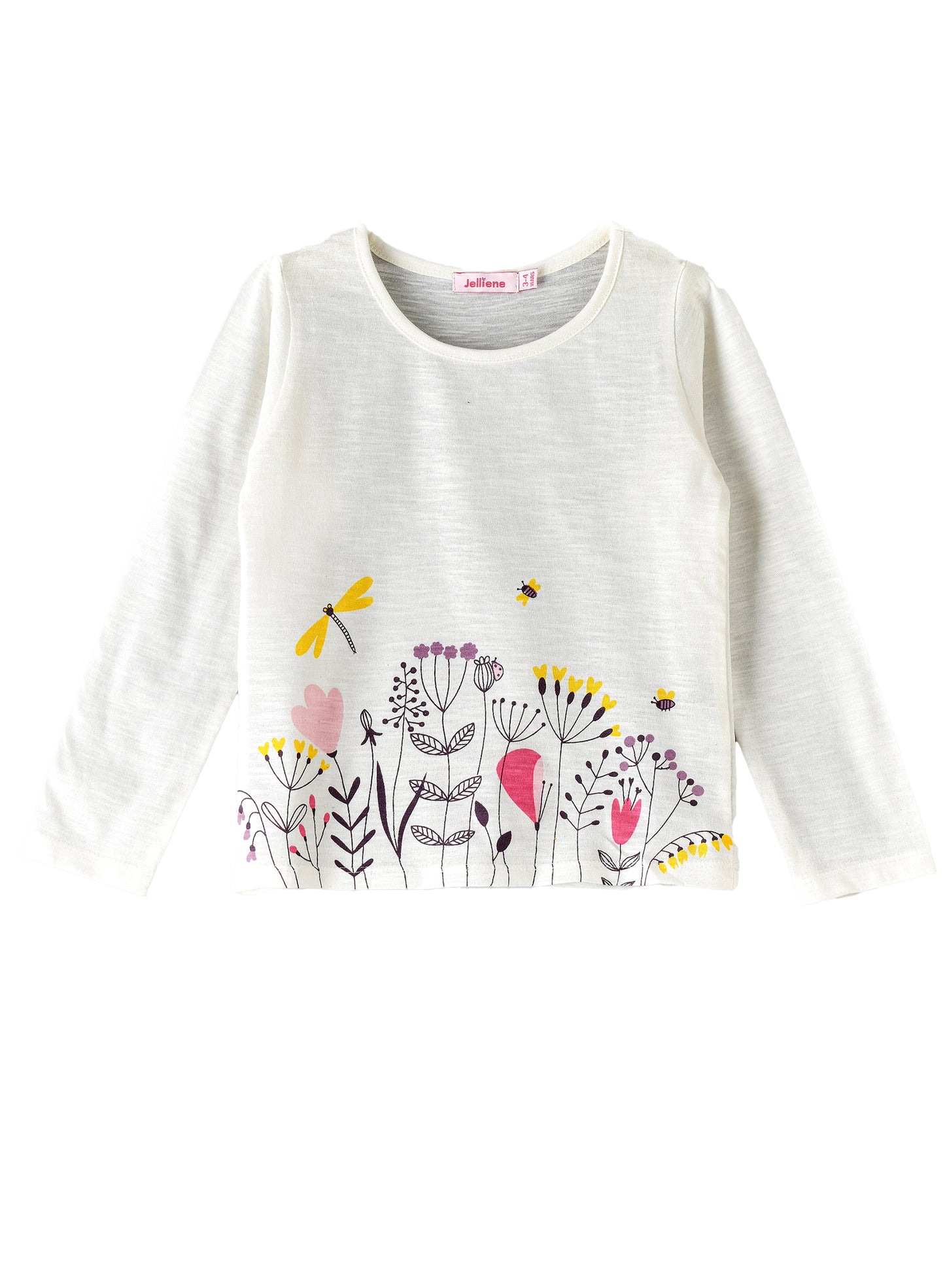 Jelliene Girls Floral Long Sleeve Top - White