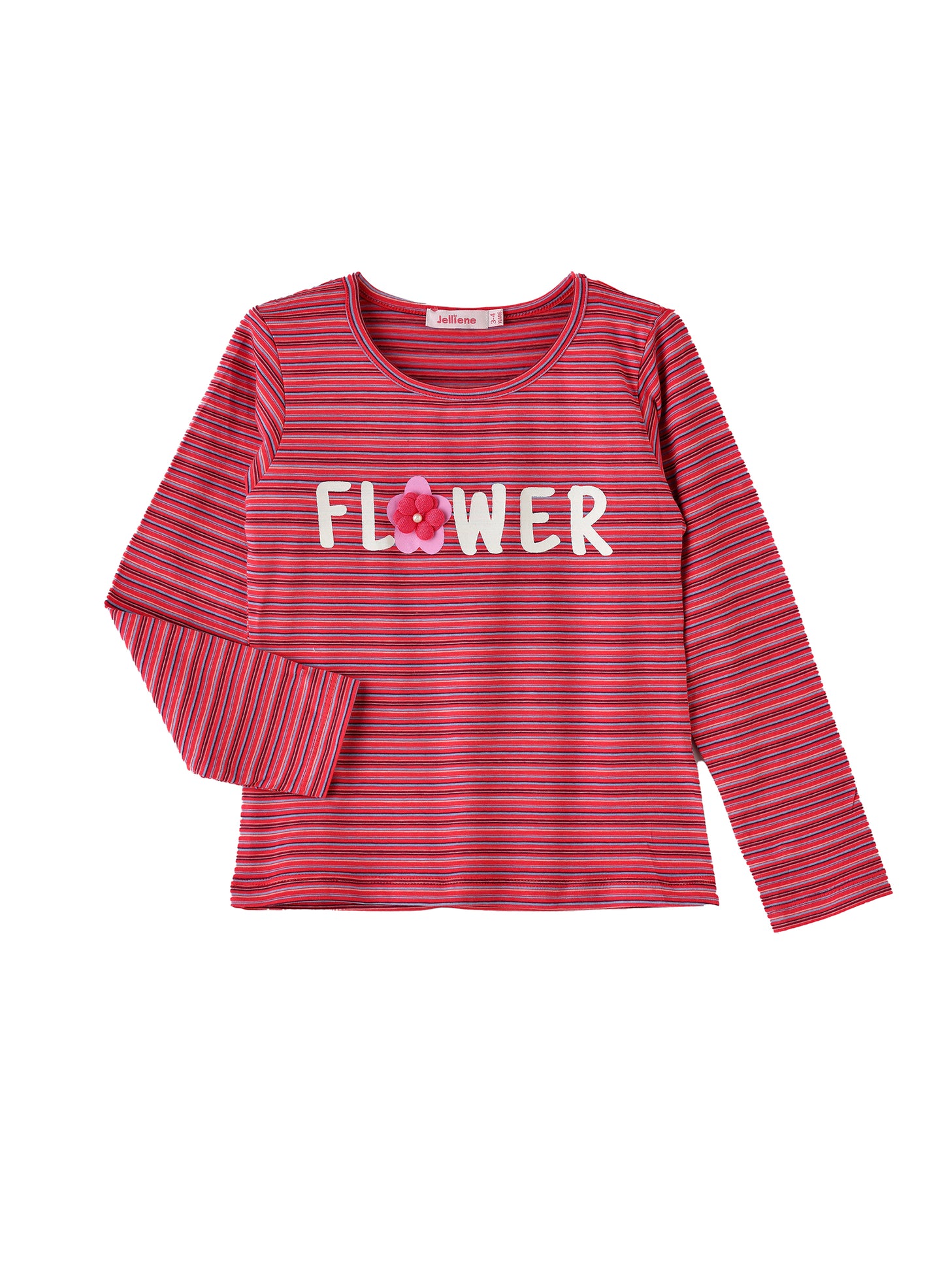 Jelliene Girls Striped Long Sleeve Top - Red