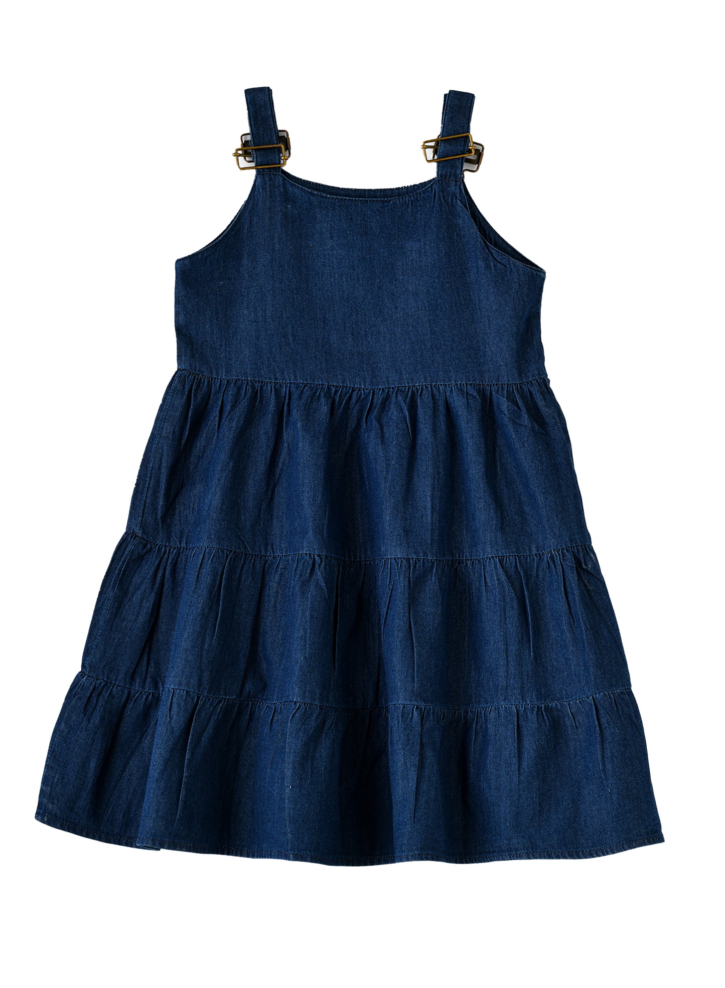 Jelliene Girls Denim Tiered Dress - Blue