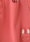 Jelliene Baby Top with Bunny Pocket and Ruffles - Coral