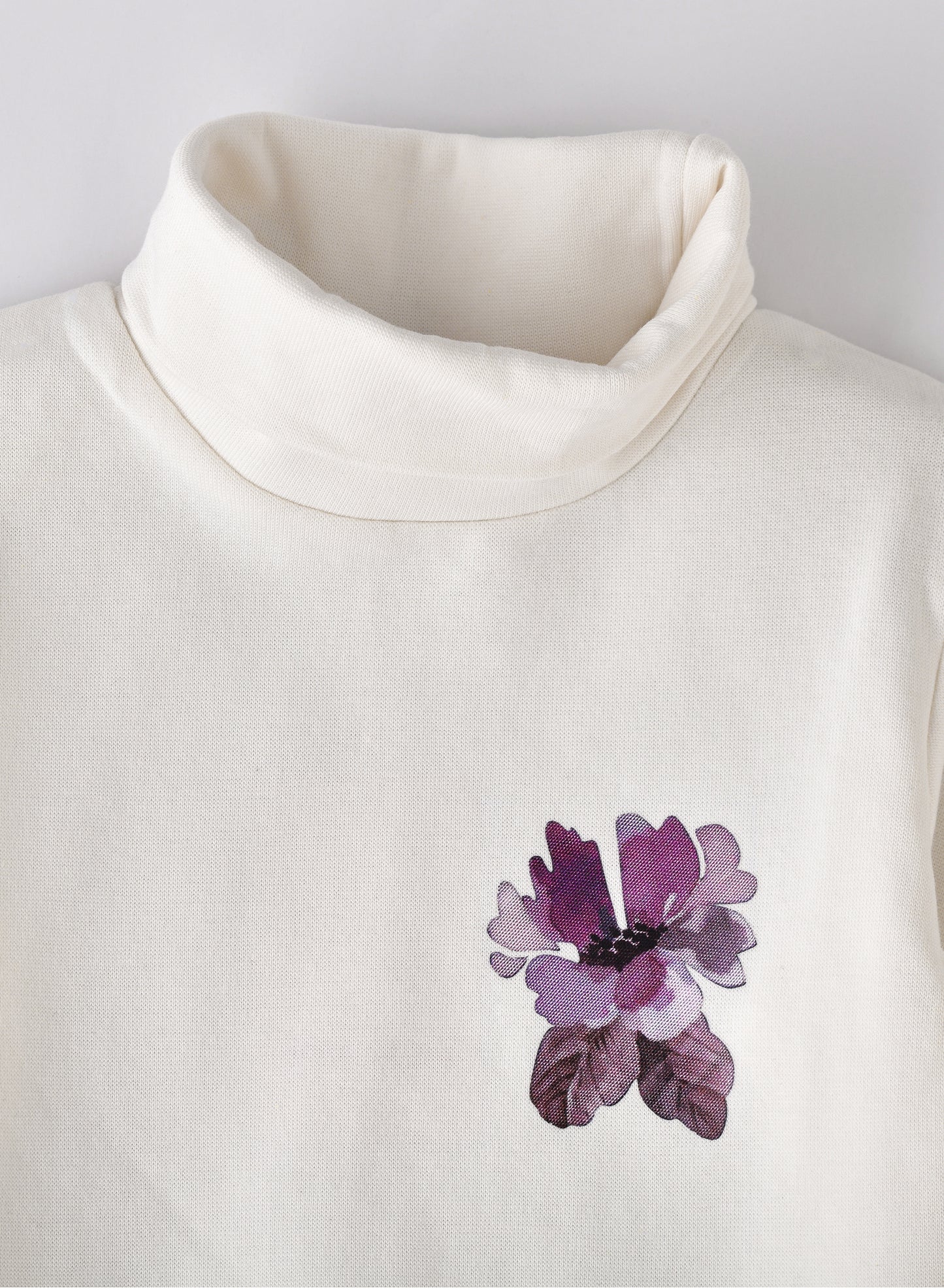 Jelliene Girls Turtleneck with Floral Print - White