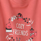 Jelliene Girls Sweatshirt Cozy Friends Print - Coral