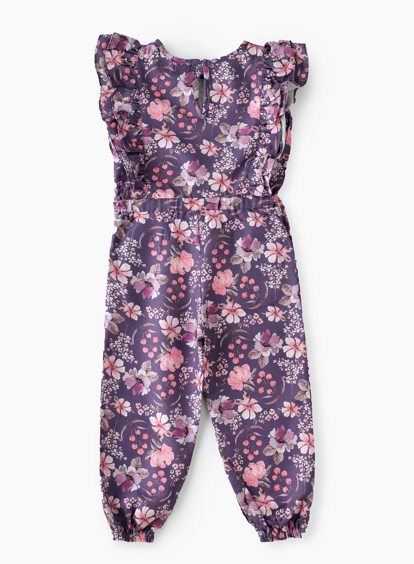 Jelliene Blooming Fun Girls Floral Print Jumpsuit - Purple