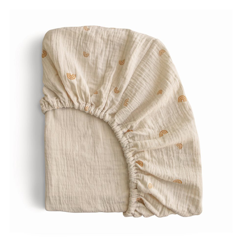 Mushie Crib Sheet Small Rainbow - Laadlee