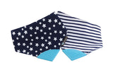 Eazy Kids Reversible 2in1 Teething Bib - Stars and Strips - Navy Blue