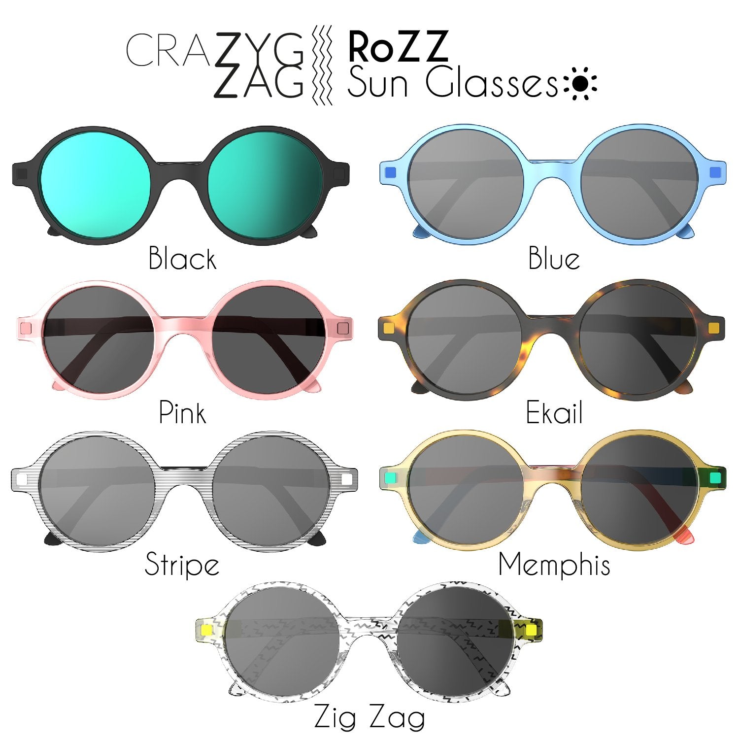 Ki ET LA Kids Sunglasses Crazyg - Zag Round - Blue - Laadlee