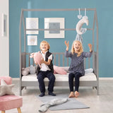 Roba Convertible Wooden House Baby Cot Bed To Junior Bed - Taupe