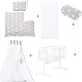 Roba Wooden Cradle Set With Bedding Set - White
