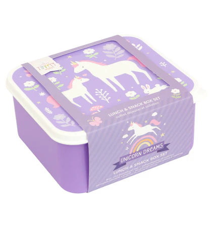 A Little Lovely Company Lunch & Snack Box Set - Unicorn Dreams