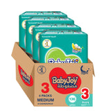 BabyJoy Compressed Diamond Pad Diaper, Value Pack Medium Size 3, 6 - 12Kg - 136Pcs