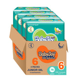 BabyJoy Compressed Diamond Pad Diaper, Value Pack Junior Xxl Size 6, 16Kg+ - 76Pcs