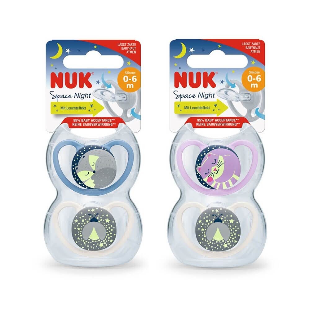 Nuk Space Night Silicone 0M-6M -  Pack of 2