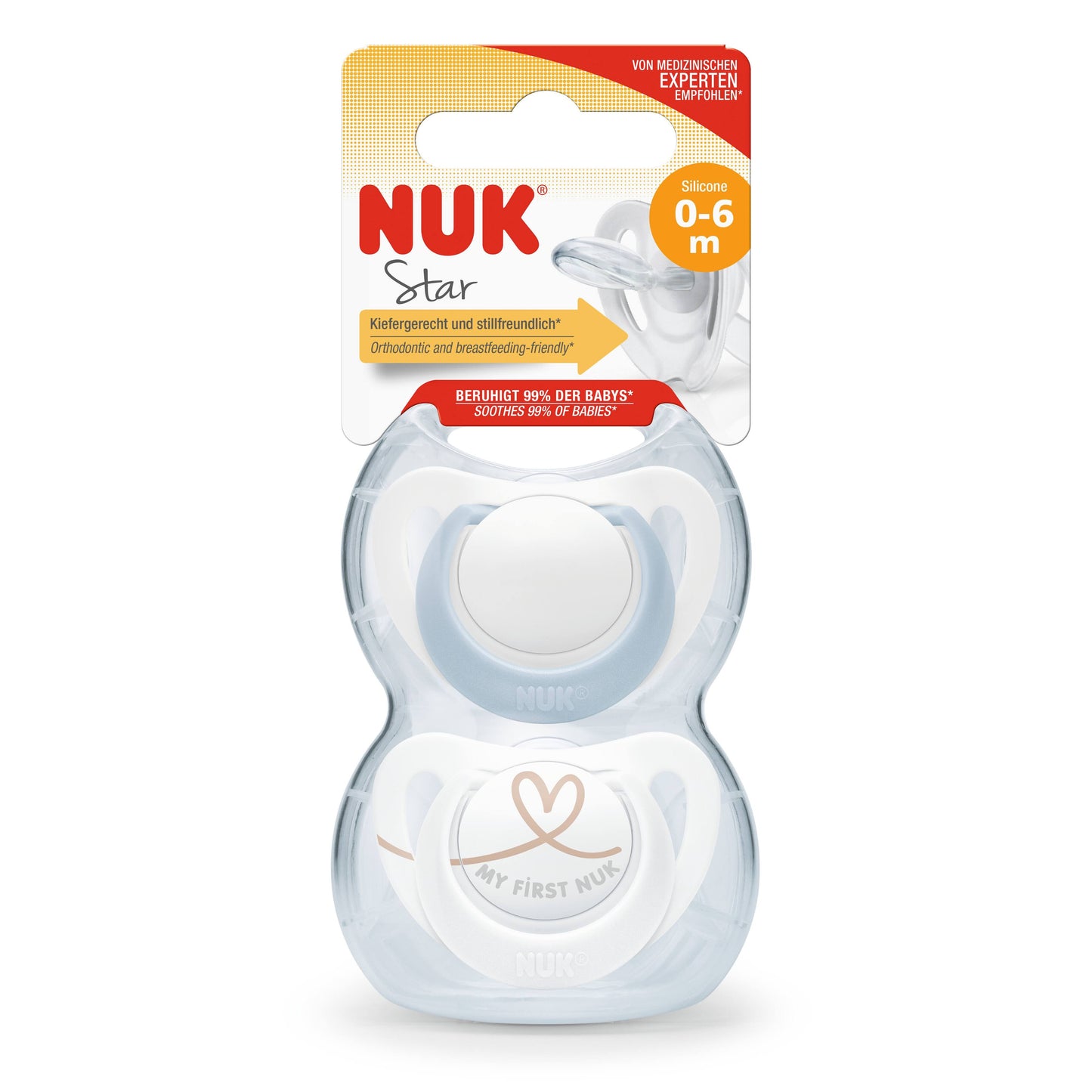 Nuk Star Silicone Soother 0M-6M - Pack of 2