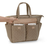 Sunveno Corduroy Diaper Bag with Changing Mat and Stroller Straps - Beige Khaki