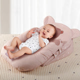 Sunveno Portable Baby Anti - spill Milk U Shape Pillow w/10° & 15° Slope Pad - Bear Pink