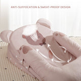 Sunveno Portable Baby Anti - spill Milk U Shape Pillow w/10° & 15° Slope Pad - Bear Pink