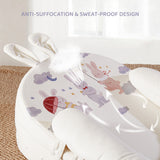 Sunveno Portable Baby Anti - Spill Milk U Shape Pillow With 10° & 15° Slope Pad - Rabbit White