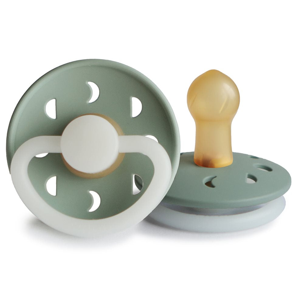 Frigg Moon Phase Latex Baby Pacifier 0-6M, 1Pack, Sage Night - Size 1 - Laadlee