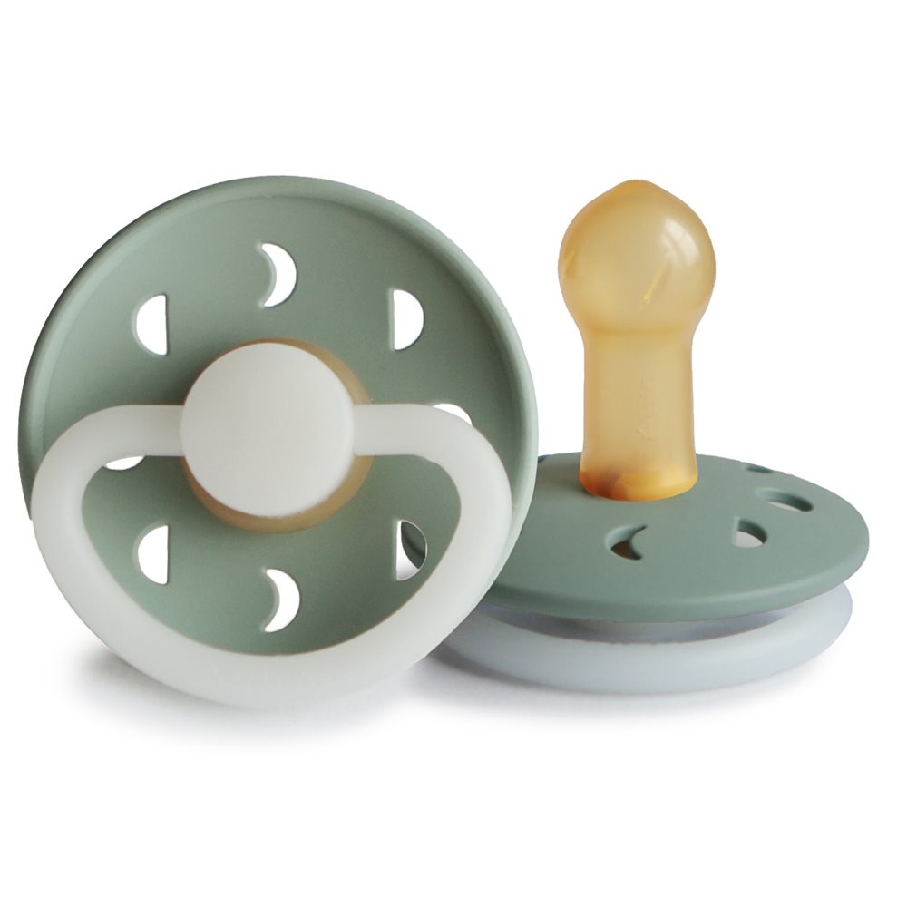 Frigg Moon Phase Latex Baby Pacifier 6M-18M, 1Pack, Sage Night - Size 2 - Laadlee