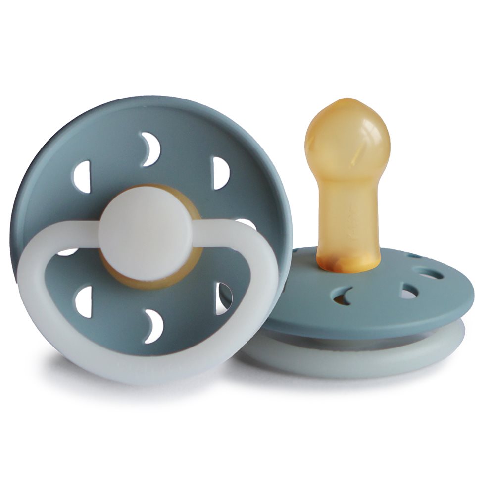 Frigg Moon Phase Latex Baby Pacifier 6M-18M, 1Pack, Stone Blue Night - Size 2 - Laadlee