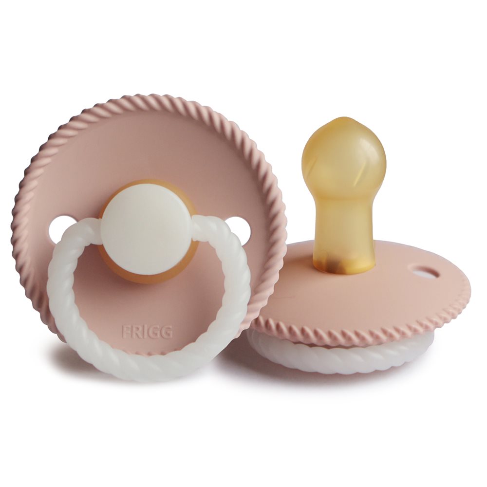 Frigg Rope Latex Baby Pacifier 0-6M, 1Pack, Blush Night - Size 1 - Laadlee