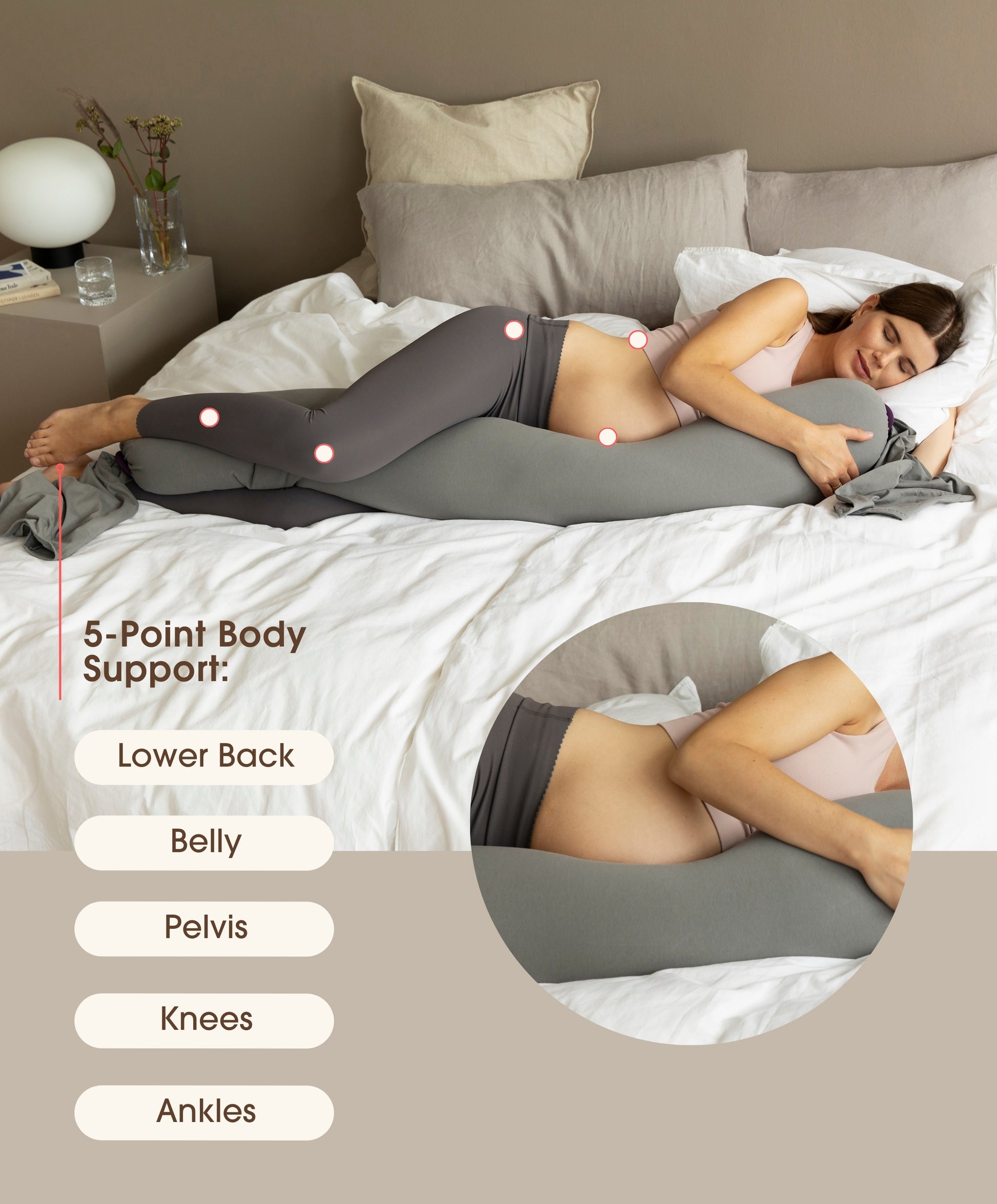 bbhugme - Pregnancy Pillow - Stone - Laadlee