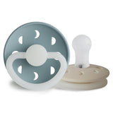 Frigg Moon Phase Silicone Baby Pacifier 0-6M, 2Pack, Stone Blue Night/Cream Night - Size 1 - Laadlee