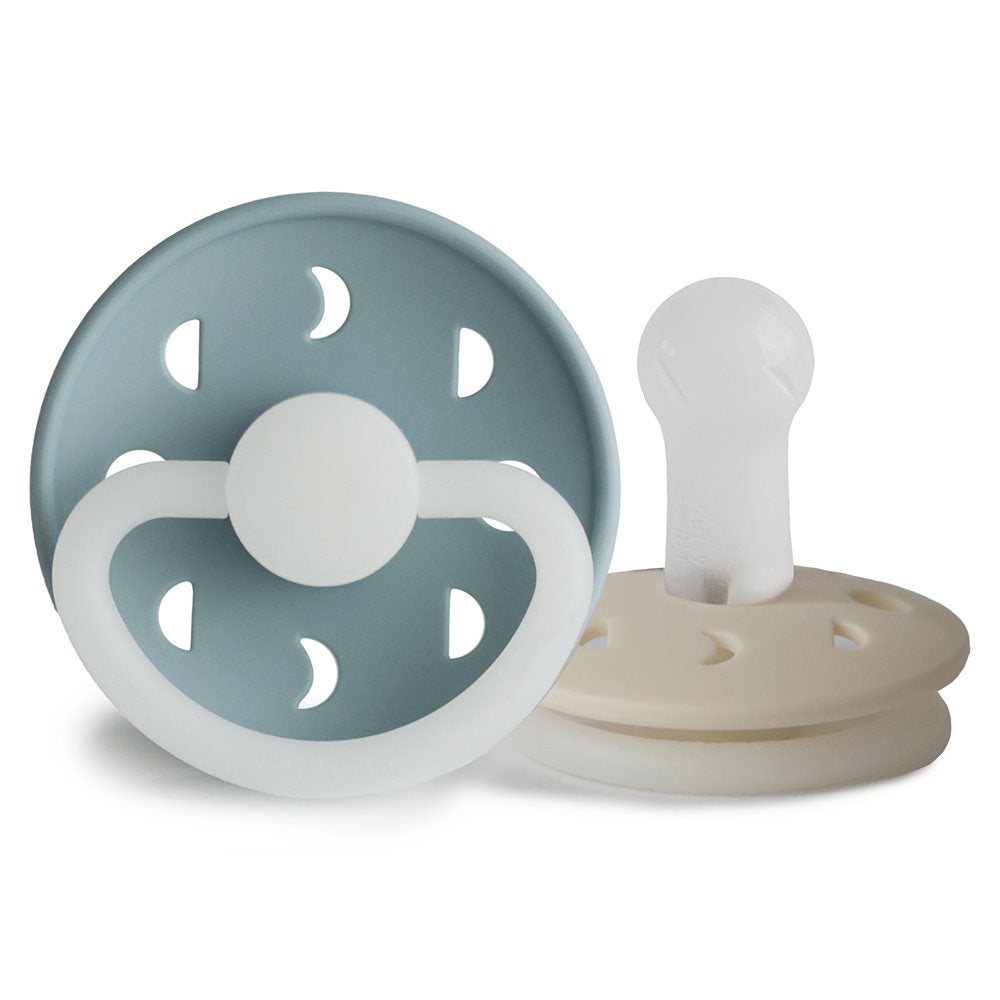 Frigg Moon Phase Silicone Baby Pacifier 6M-18M, 2Pack, Stone Blue Night/Cream Night - Size 2 - Laadlee
