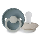 Frigg Rope Silicone Baby Pacifier 6M-18M, 2Pack, Stone Blue Night/Cream Night - Size 2 - Laadlee
