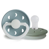 Frigg Moon Phase Silicone Baby Pacifier 0-6M, 2Pack, Stone Blue Night/Sage Night - Size 1 - Laadlee