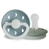 Frigg Moon Phase Silicone Baby Pacifier 6M-18M, 2Pack, Stone Blue Night/Sage Night - Size 2 - Laadlee