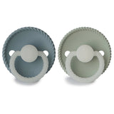 Frigg Rope Silicone Baby Pacifier 0-6M, 2Pack, Stone Blue Night/Sage Night - Size 1 - Laadlee