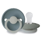 Frigg Rope Silicone Baby Pacifier 0-6M, 2Pack, Stone Blue Night/Sage Night - Size 1 - Laadlee
