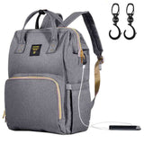 Sunveno Diaper Bag with USB And Stroller Hooks - Grey