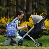 Sunveno Unicorn Diaper Bag with USB And Stroller Hooks - Blue