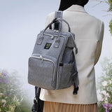 Sunveno Stylish Diaper Travel Backpack XL With Stroller Straps & Changing Pad - Grey