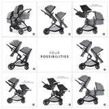 Hauck Atlantic Twin Double Stroller with Reversible Seats, Full Recline - Grey