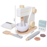 Little Angel Kids Wooden Mixer And Baking Kitchen Play Set - White