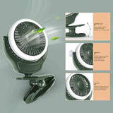 Teknum 2-in-1 Stroller USB Charging Fan With Light - Green