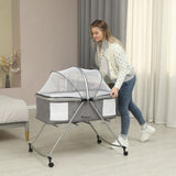 Teknum 3-in-1 Baby Cot/Cradle With Mosquito Net & Wheels - Dark Grey