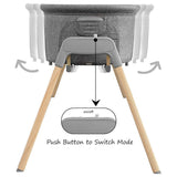 Teknum 3-in-1 Baby Rocker, Bassinet/ Infant Crib With Mosquito Net - Grey