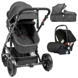 Teknum 3-in-1 Pram Stroller And Infant Car Seat Bundle - Space Grey