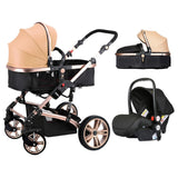 Teknum 3-in-1 Pram Stroller Khaki With Infant Car Seat