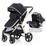 Teknum Travel System With 3In1 Prime Stroller, Adaptor And Infant Car Seat - Black