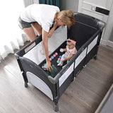 Teknum 4-in-1 Baby Bedside Co-Sleeper Bassinet And Playpen with Rocker Black