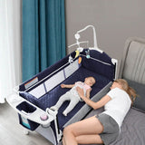Teknum 4-in-1 Baby Bedside Co-Sleeper Bassinet And Playpen with Rocker - Navy Blue
