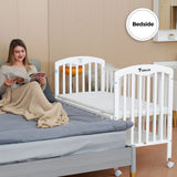 Teknum 4-in-1Wooden Bedside With Storage And Height Adjustment - White