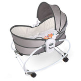 Teknum 5-in-1 Cozy Rocker Bassinet With Awning & Mosquito Net- Grey