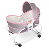 Teknum 5-in-1 Cozy Rocker Bassinet With Awning & Mosquito Net- Pink